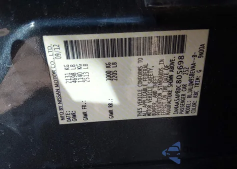 2013 Nissan Maxima 3.5 S from USA, damaged, VIN 1N4AA5AP8DC805698